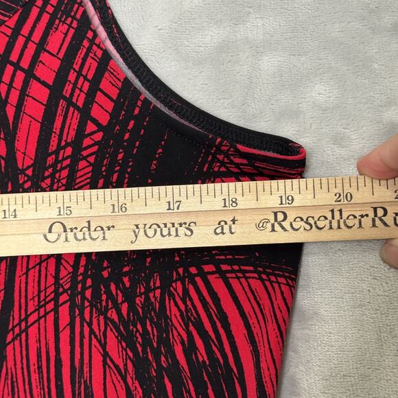 Calvin Klein Tank Top Womens Large Red Black Abstract Sleeveless Blouse Stretch - Picture 8 of 10